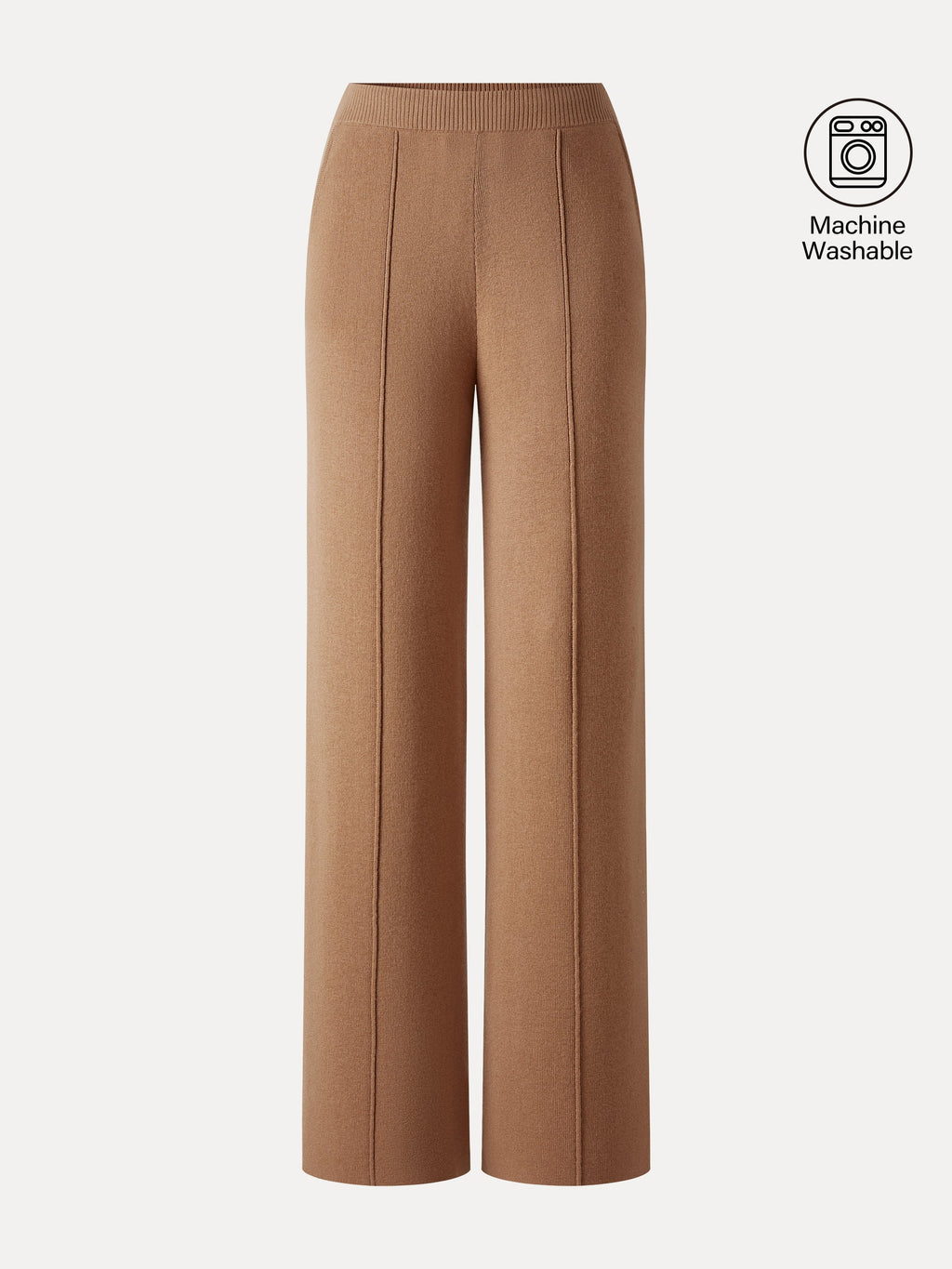 Merino Blend High-Rise Pintuck Wide-Leg Pants with Pockets