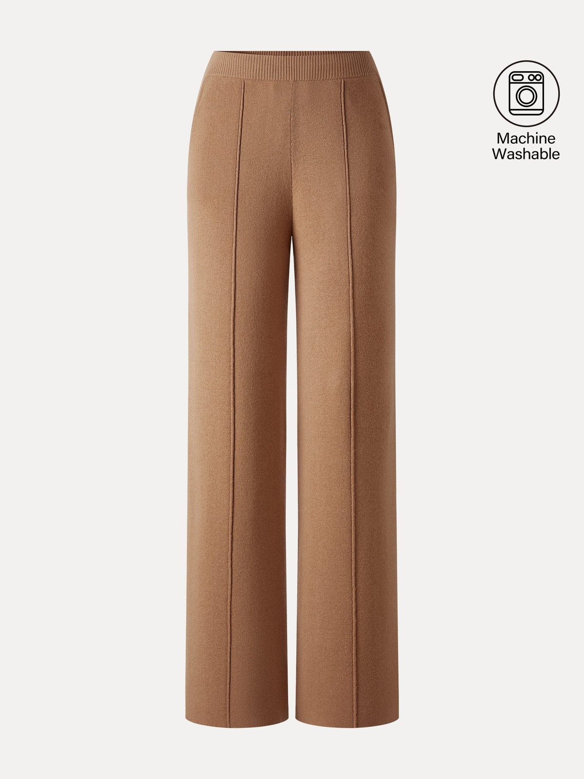 Merino Blend High-Rise Pintuck Wide-Leg Pants with Pockets