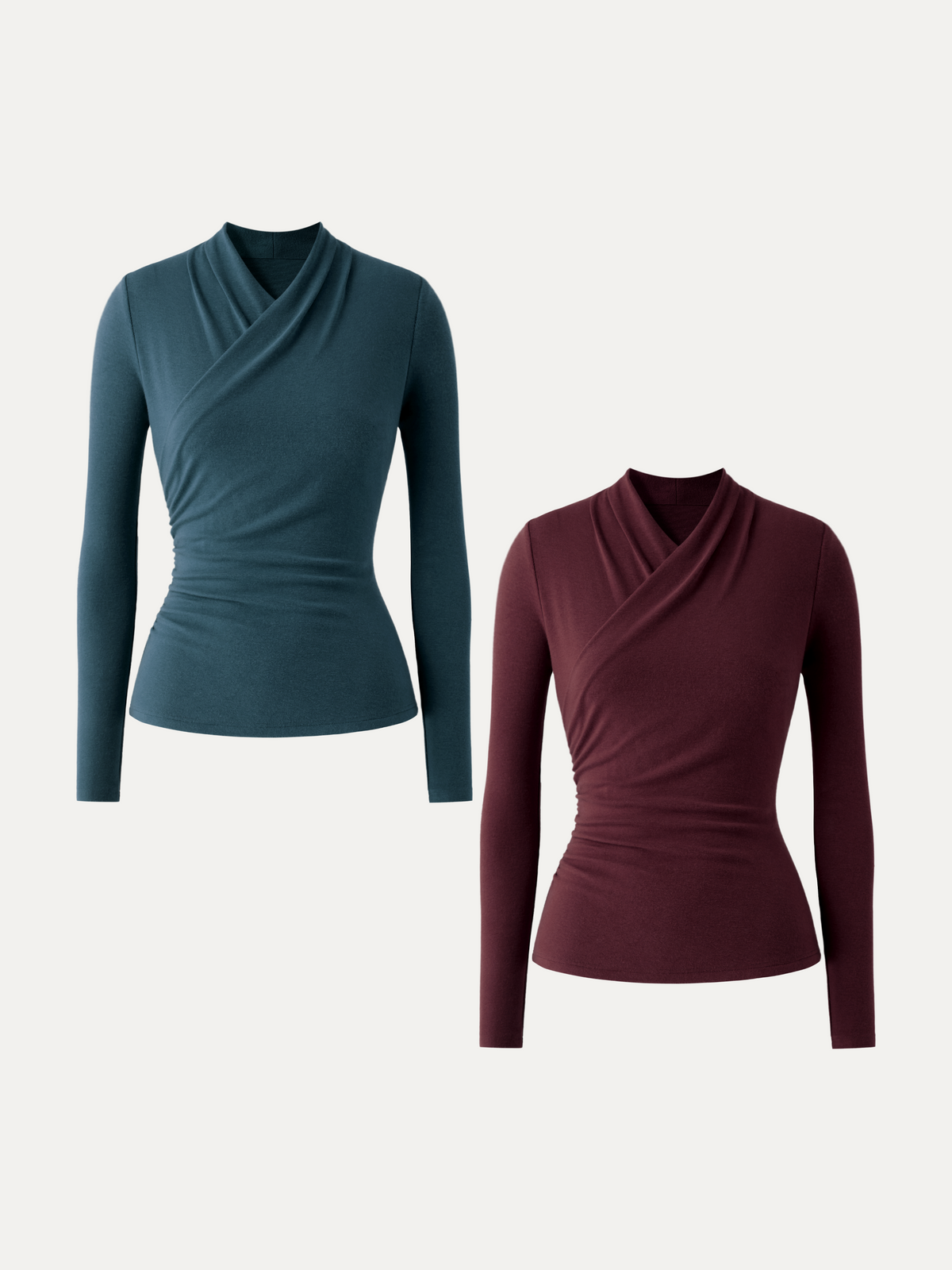 LiteWarm Surplice Long Sleeve Ruched Top