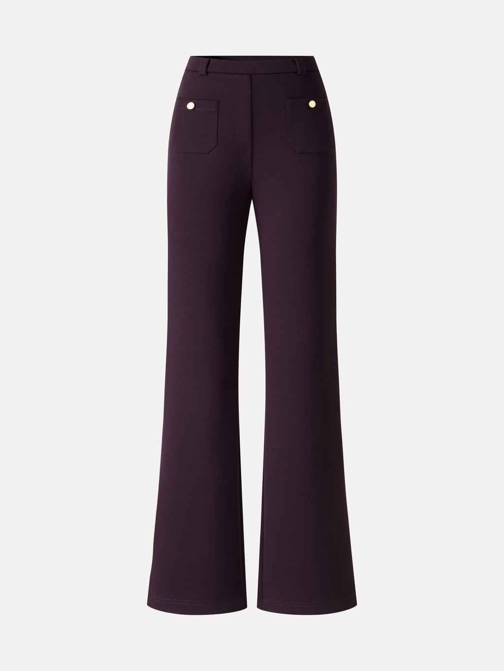 Bamboo-Blend Mid-Rise Flared Pants with Pockets