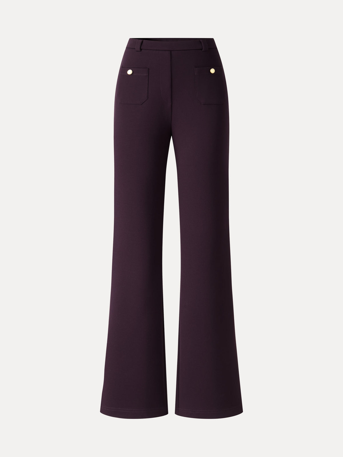 Bamboo-Blend Mid-Rise Flared Pants with Pockets