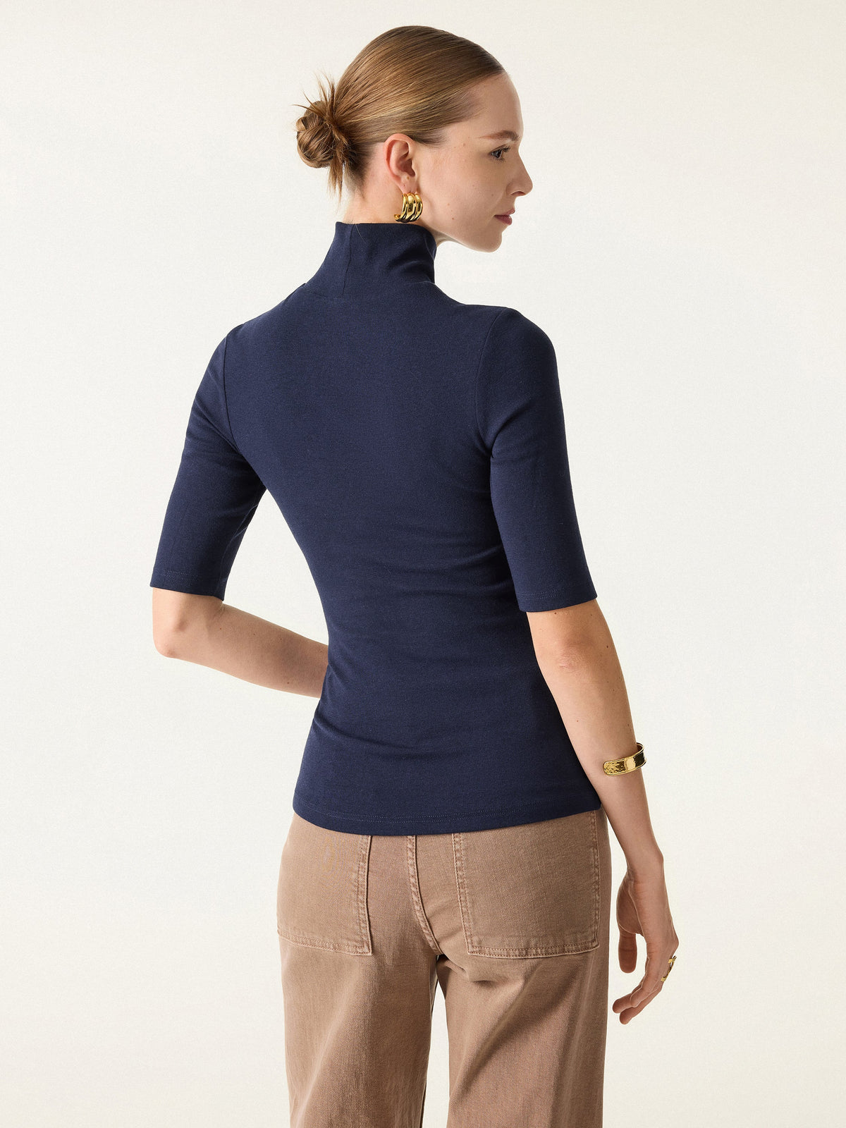 LiteWarm Essential Turtleneck Elbow Length Sleeve Built-In Bra Top 3.0
