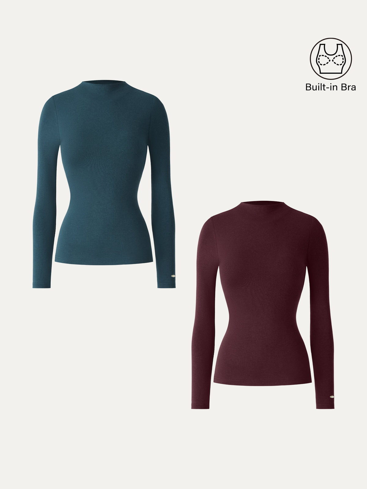 LiteWarm Mockneck Long Sleeve Built-In Bra Top 3.0