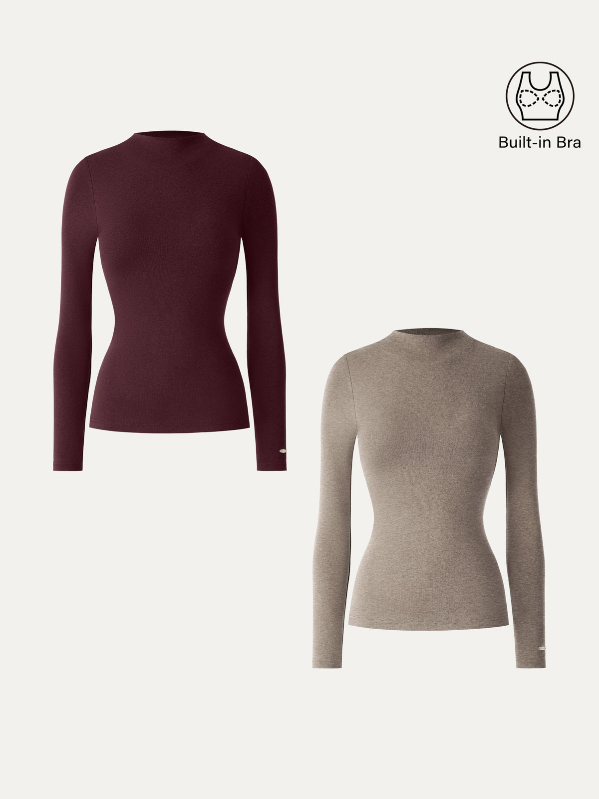 LiteWarm Mockneck Long Sleeve Built-In Bra Top 3.0