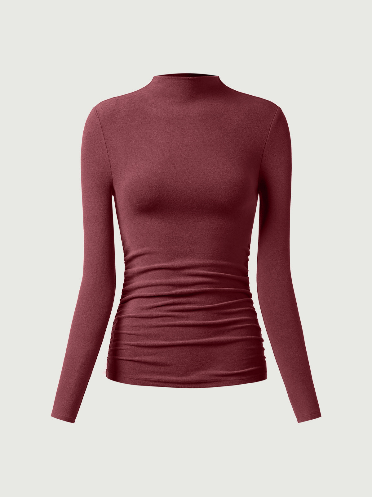 ProWarm Ruched Sides Tuckable Mockneck Top