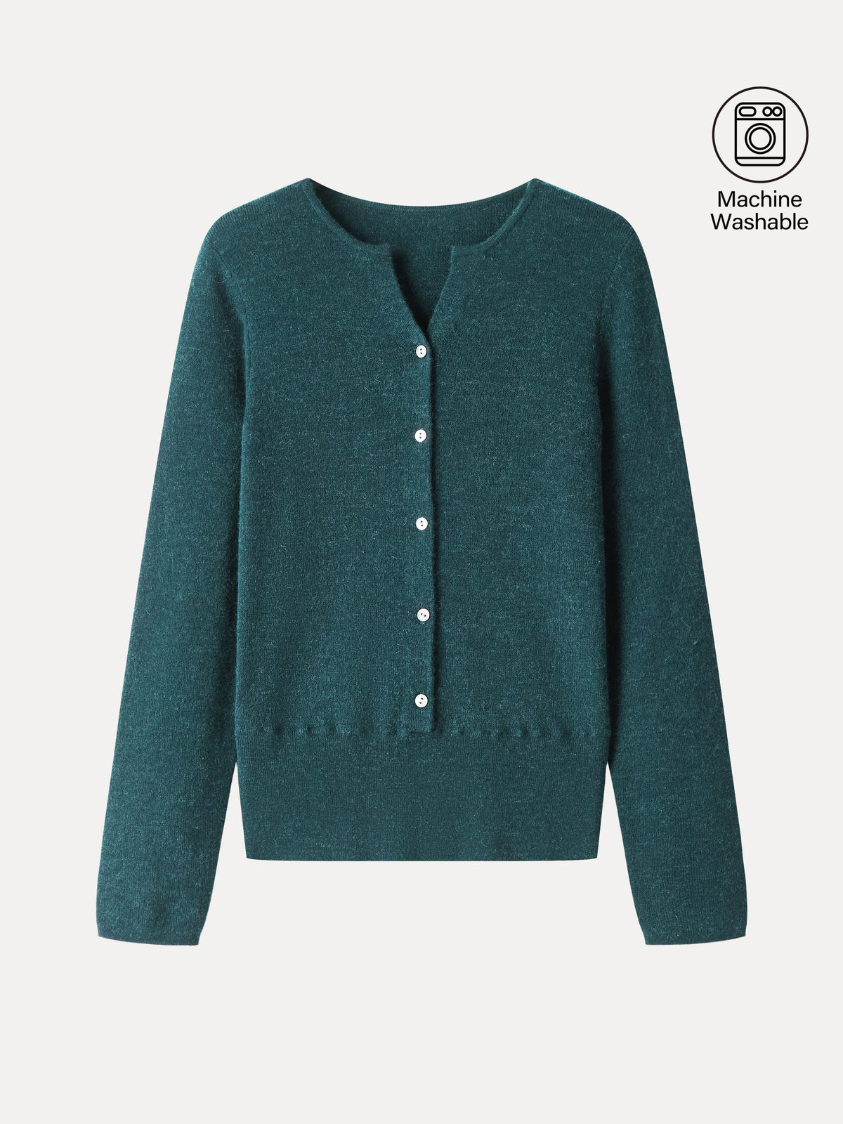 Merino Blend V-Neck Long Sleeve Half-Placket Sweater