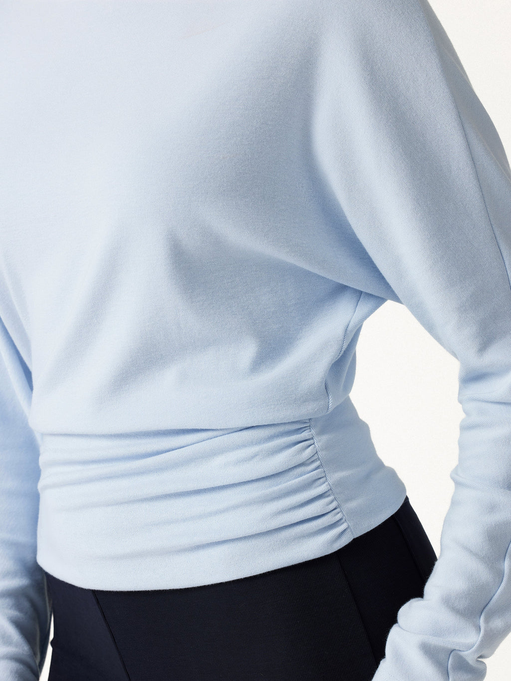 LiteWarm Slash Neck Batwing Sleeve Cinched Waist Top