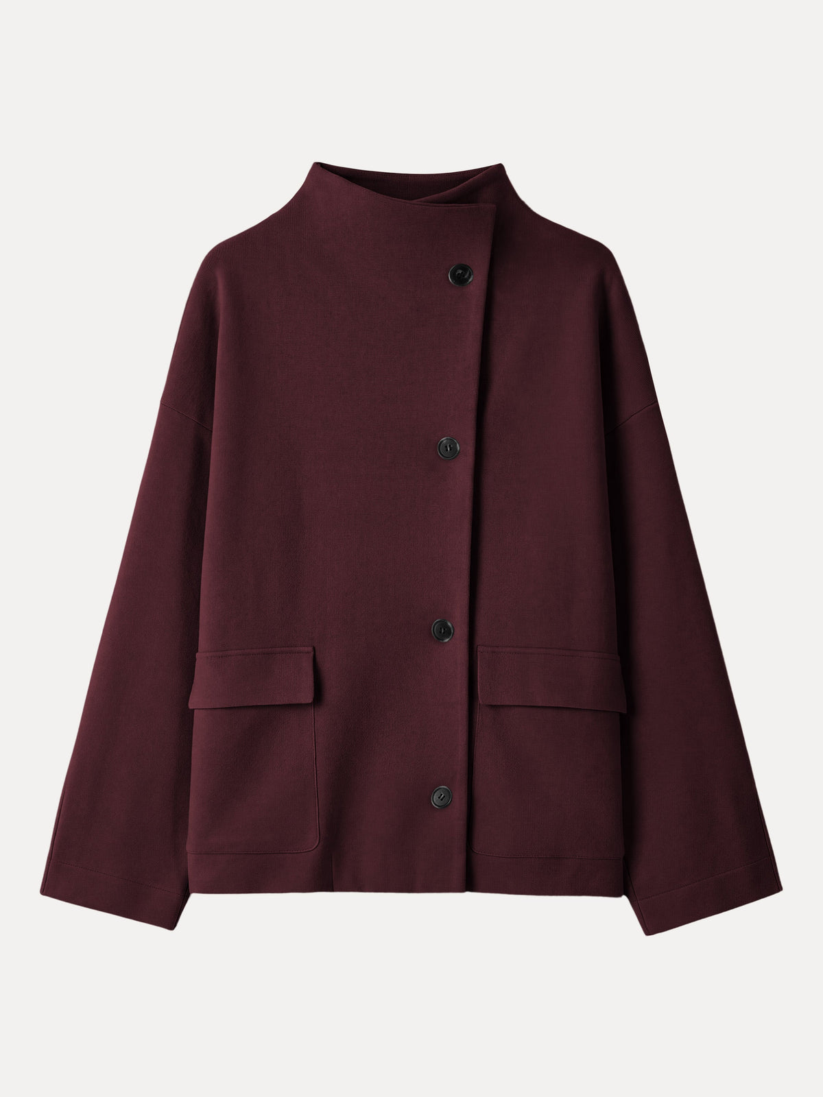 FuzzLuxe Mock Neck Long Sleeve Button-Down Jacket with Pockets