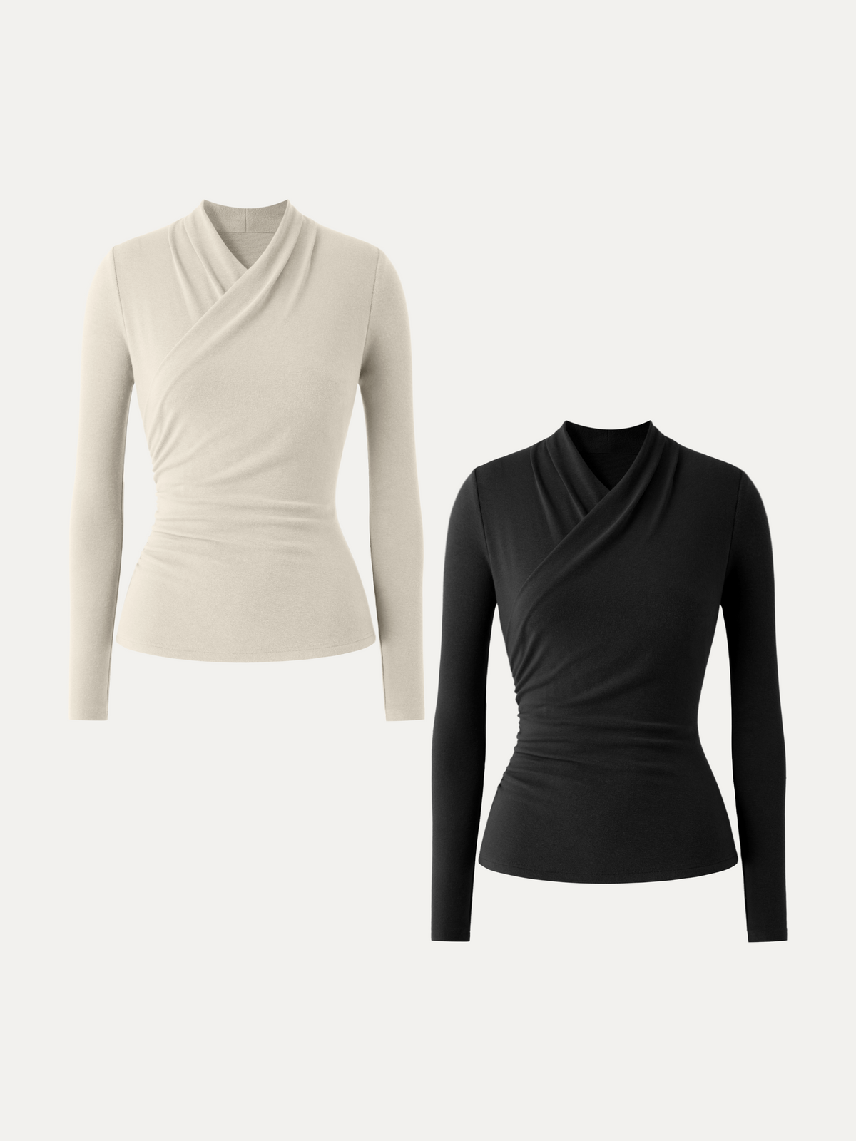 LiteWarm Surplice Long Sleeve Ruched Top