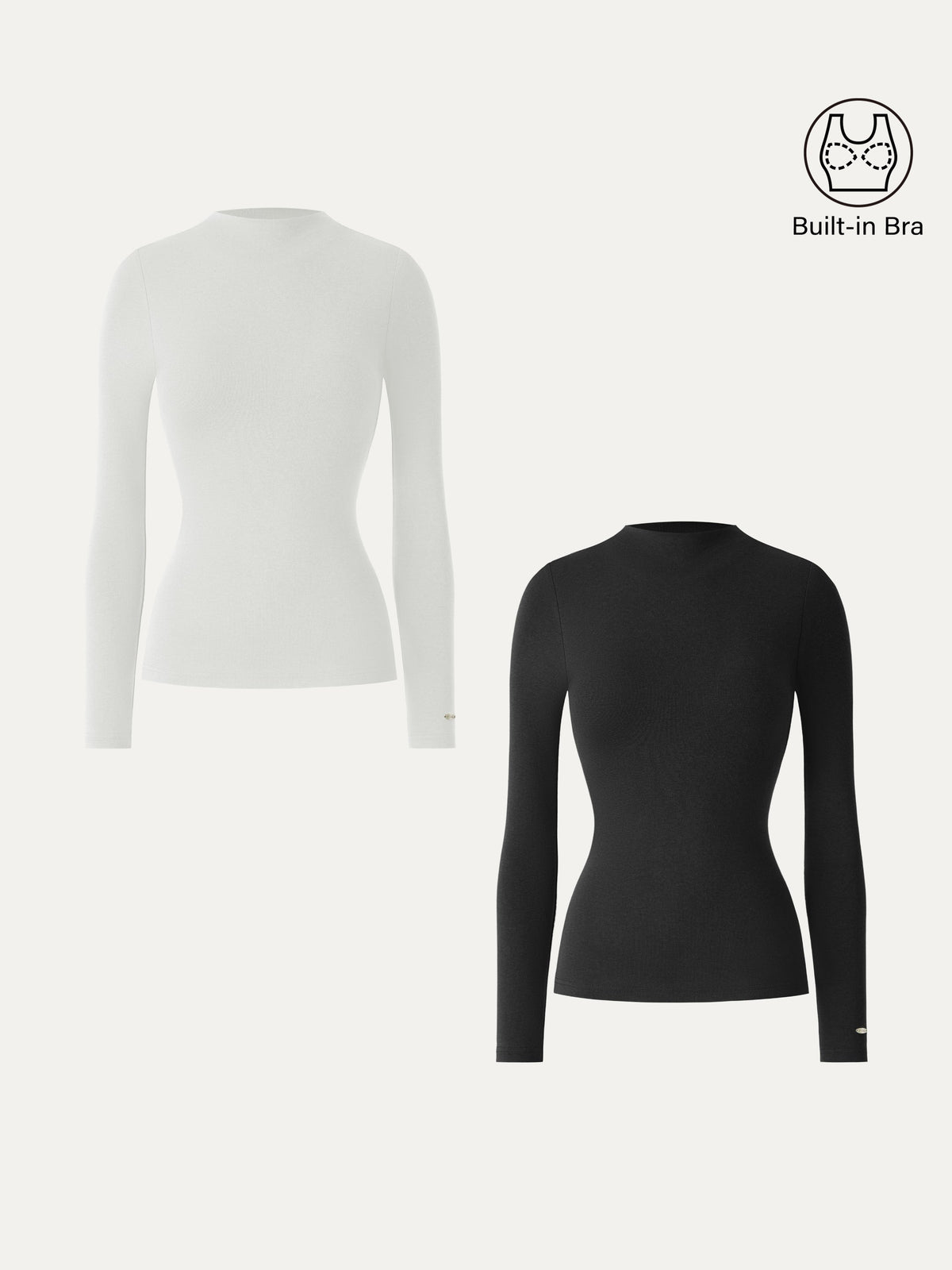 LiteWarm Mockneck Long Sleeve Built-In Bra Top 3.0