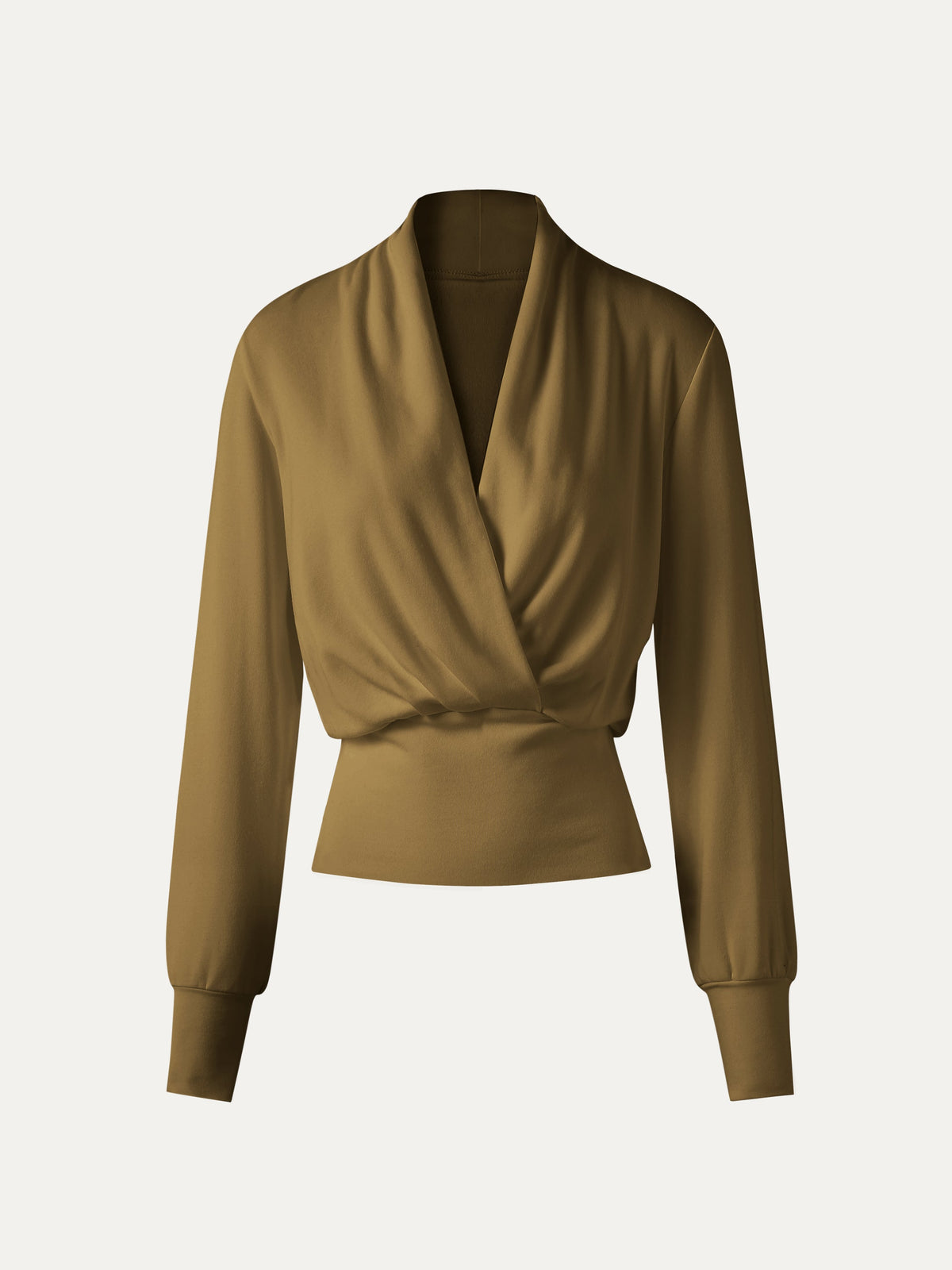 LiteWarm Surplice Long Sleeve Banded Hem Top