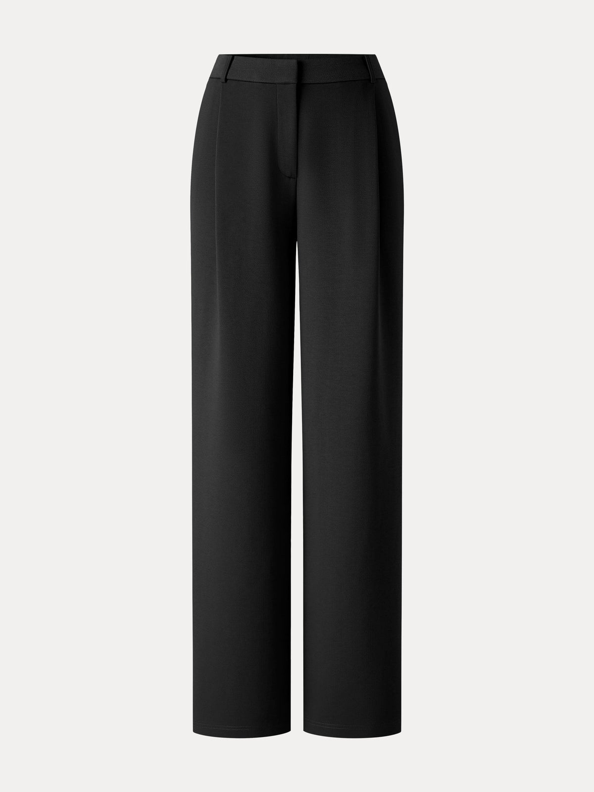 Crosshatch Ponte High-Rise Straight-Leg Tuck Pants with Pockets