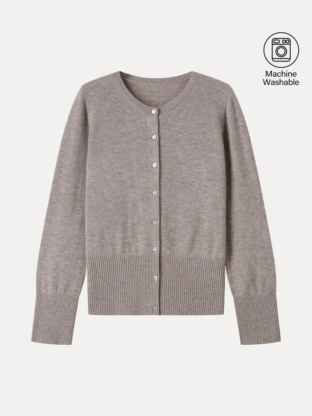 100% Merino Wool Crew Neck Long Sleeve Button-Front Cardigan