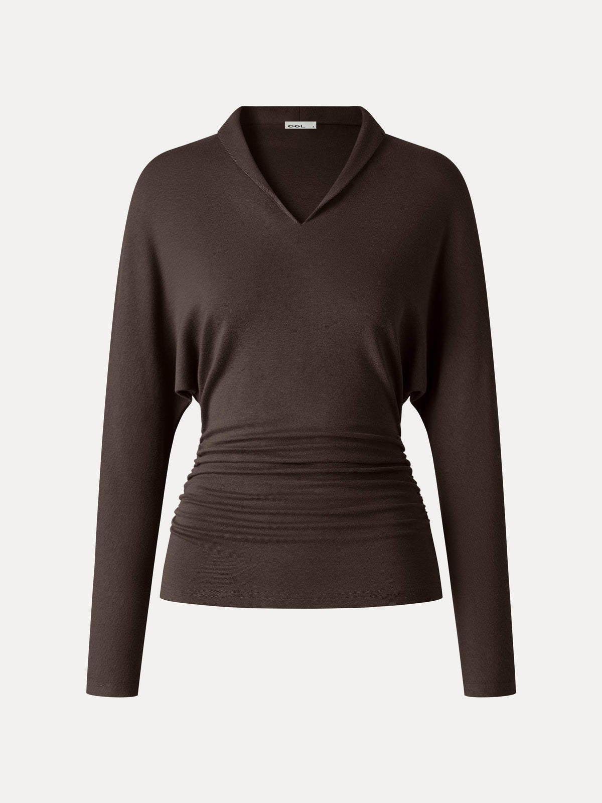 LiteWarm V-Neck Long Sleeve Ruched Cinched-Waist Top