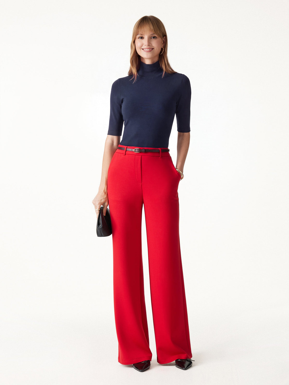 LiteWarm Essential Turtleneck Elbow Length Sleeve Built-In Bra Top 3.0