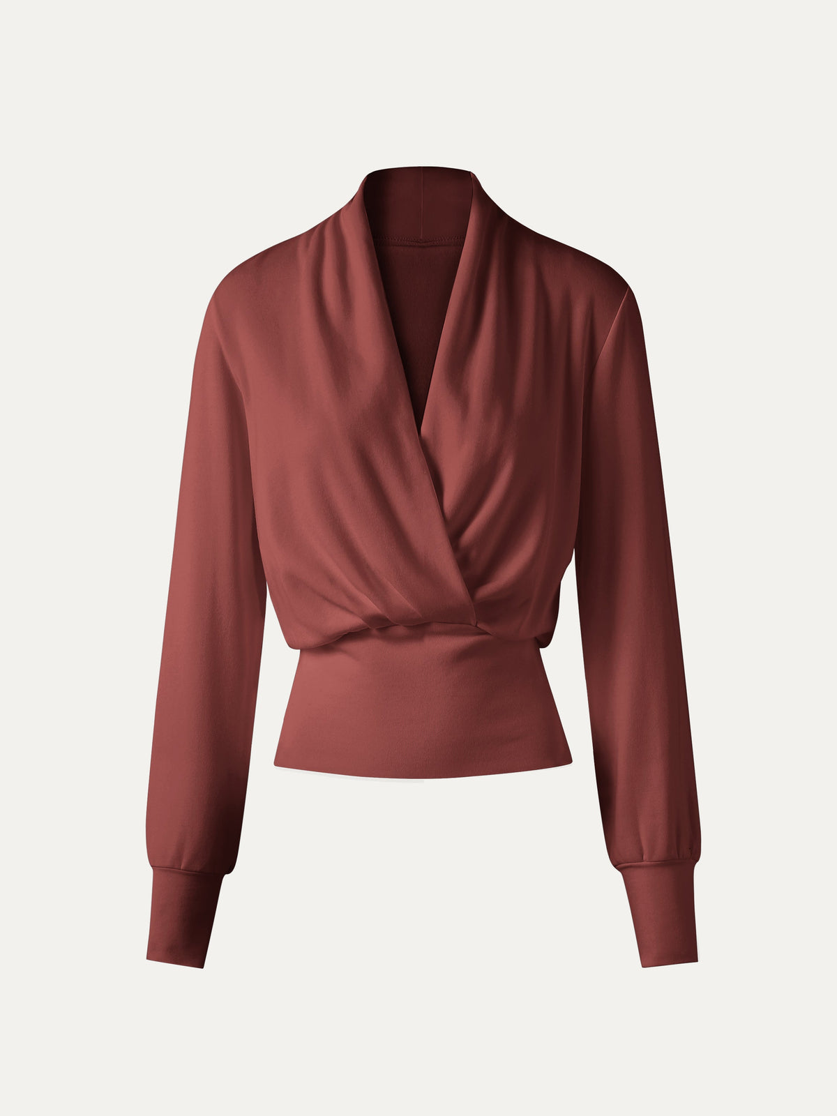 LiteWarm Surplice Long Sleeve Banded Hem Top