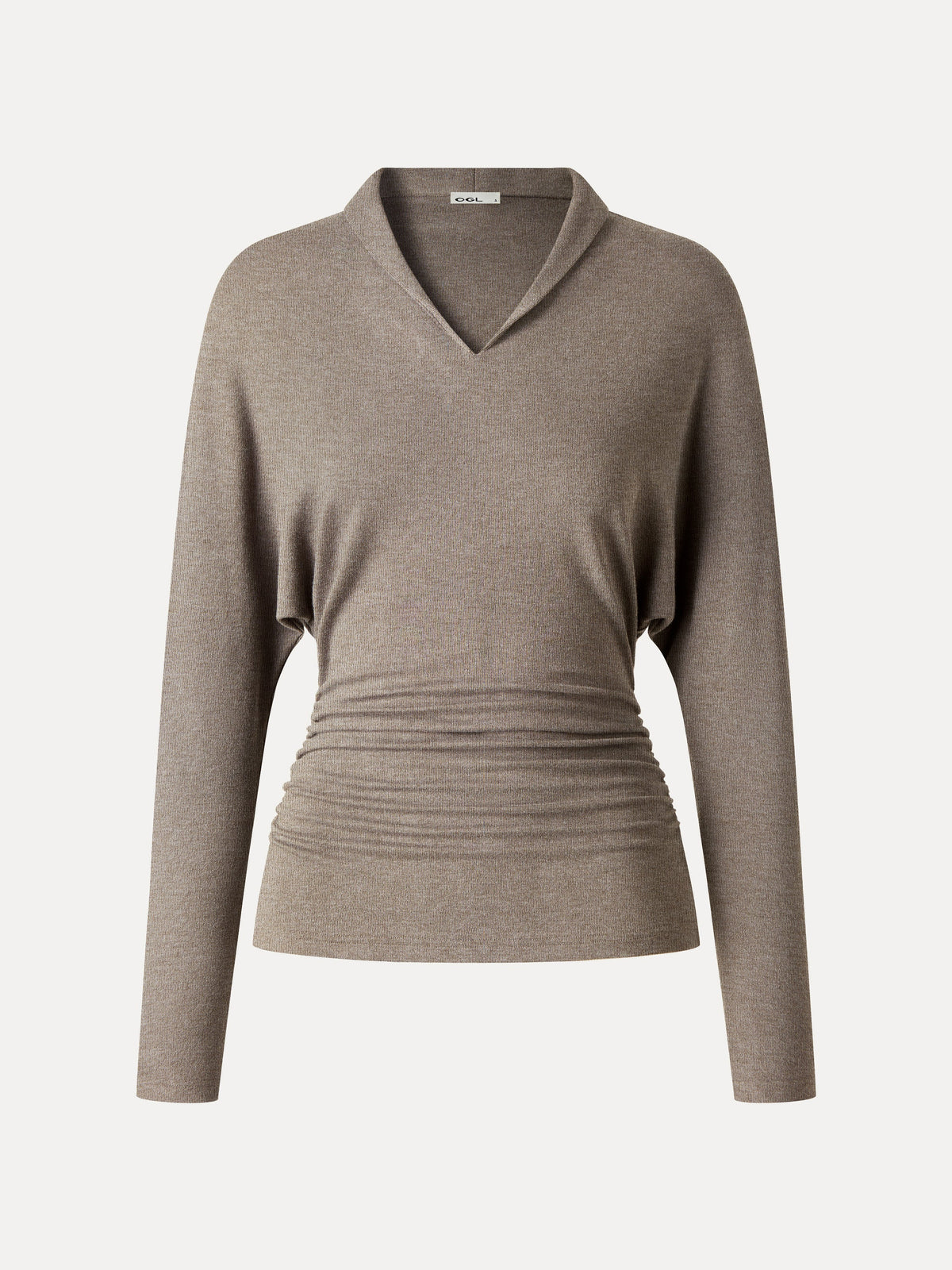 LiteWarm V-Neck Long Sleeve Ruched Cinched-Waist Top