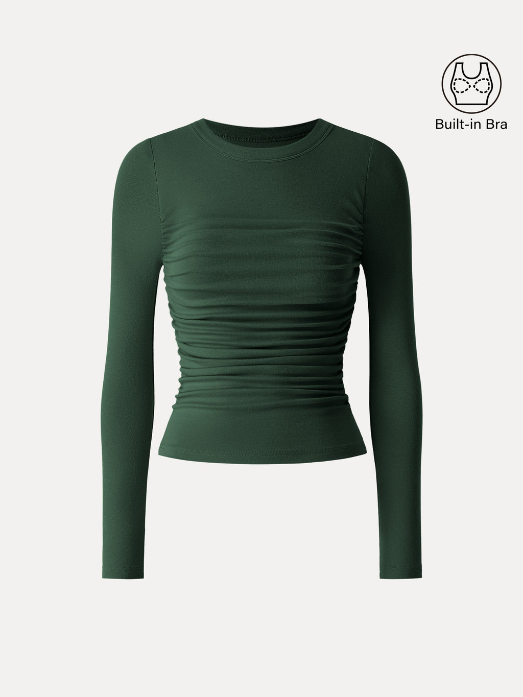ProWarm Roundneck Long Sleeve Ruched Built-In Bra Top 3.0