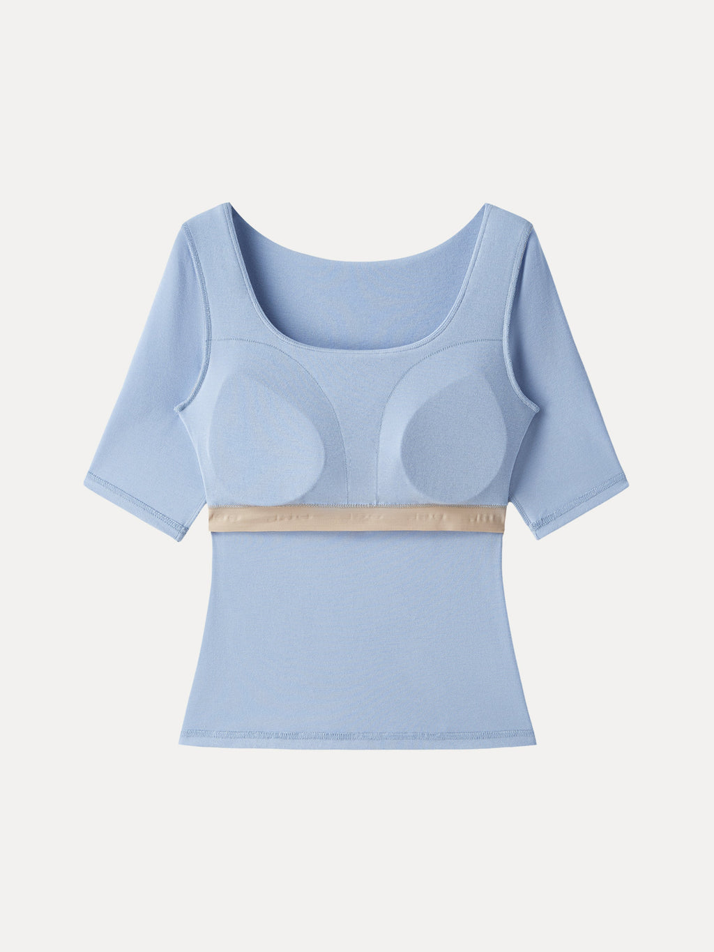 LiteWarm Essential Elbow Length Sleeve Square Neck Built-In Bra Tops 2.0