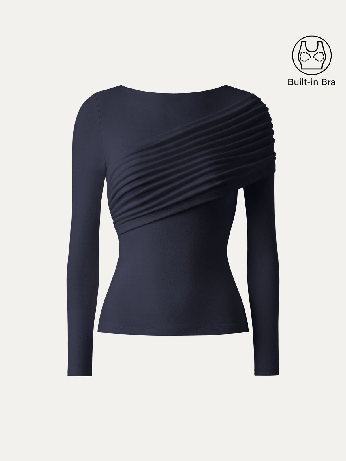 ProWarm Boatneck Ruched Overlap Built-In Bra Top 2.0