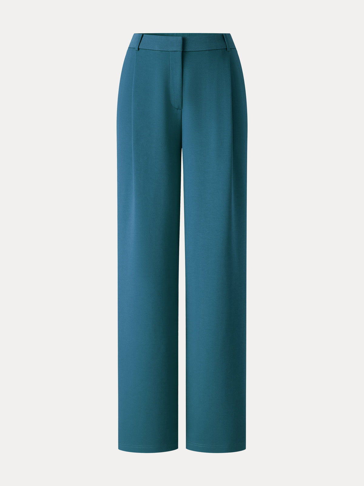 Crosshatch Ponte High-Rise Straight-Leg Tuck Pants with Pockets