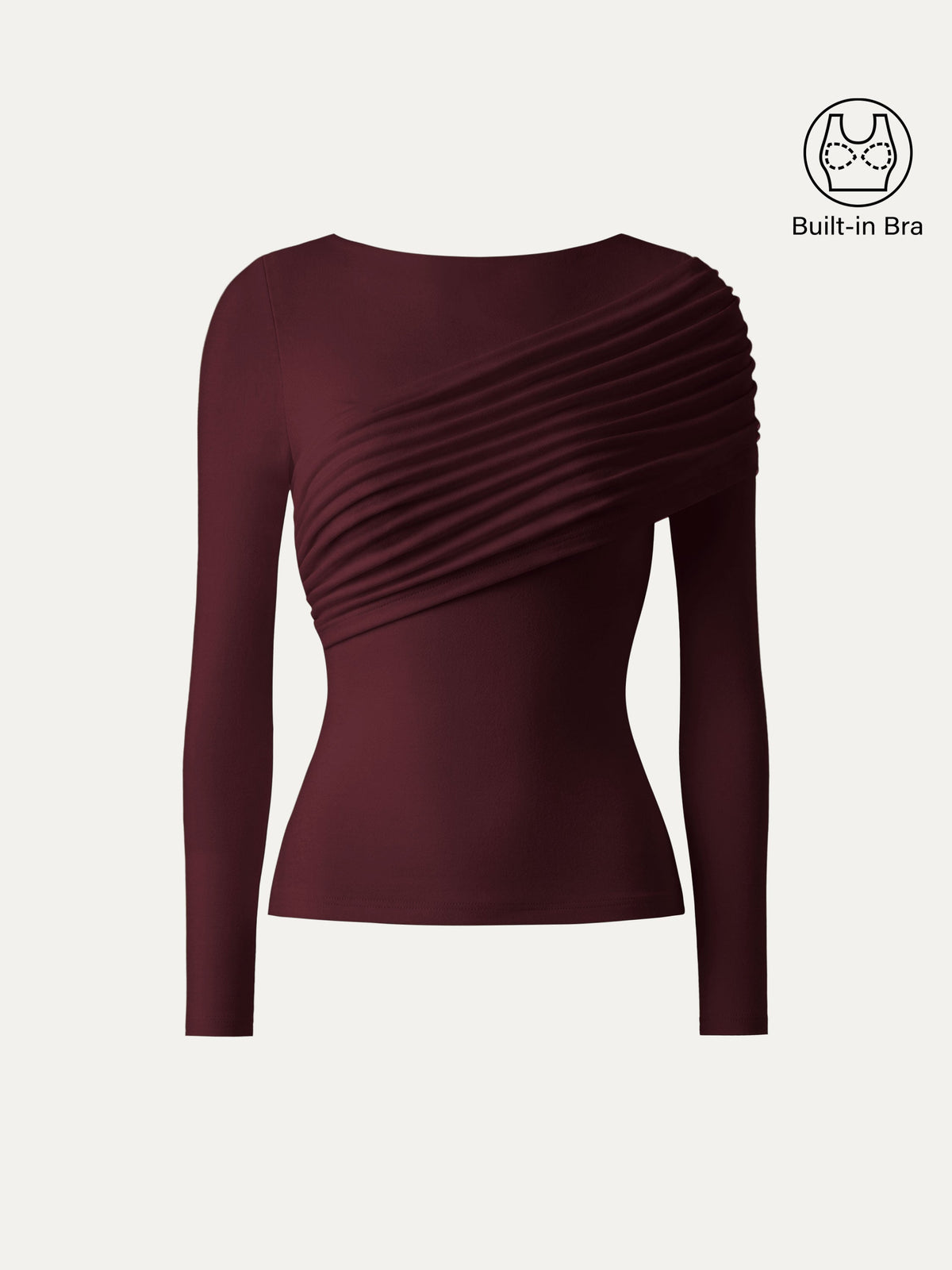 ProWarm Boatneck Ruched Overlap Built-In Bra Top 2.0
