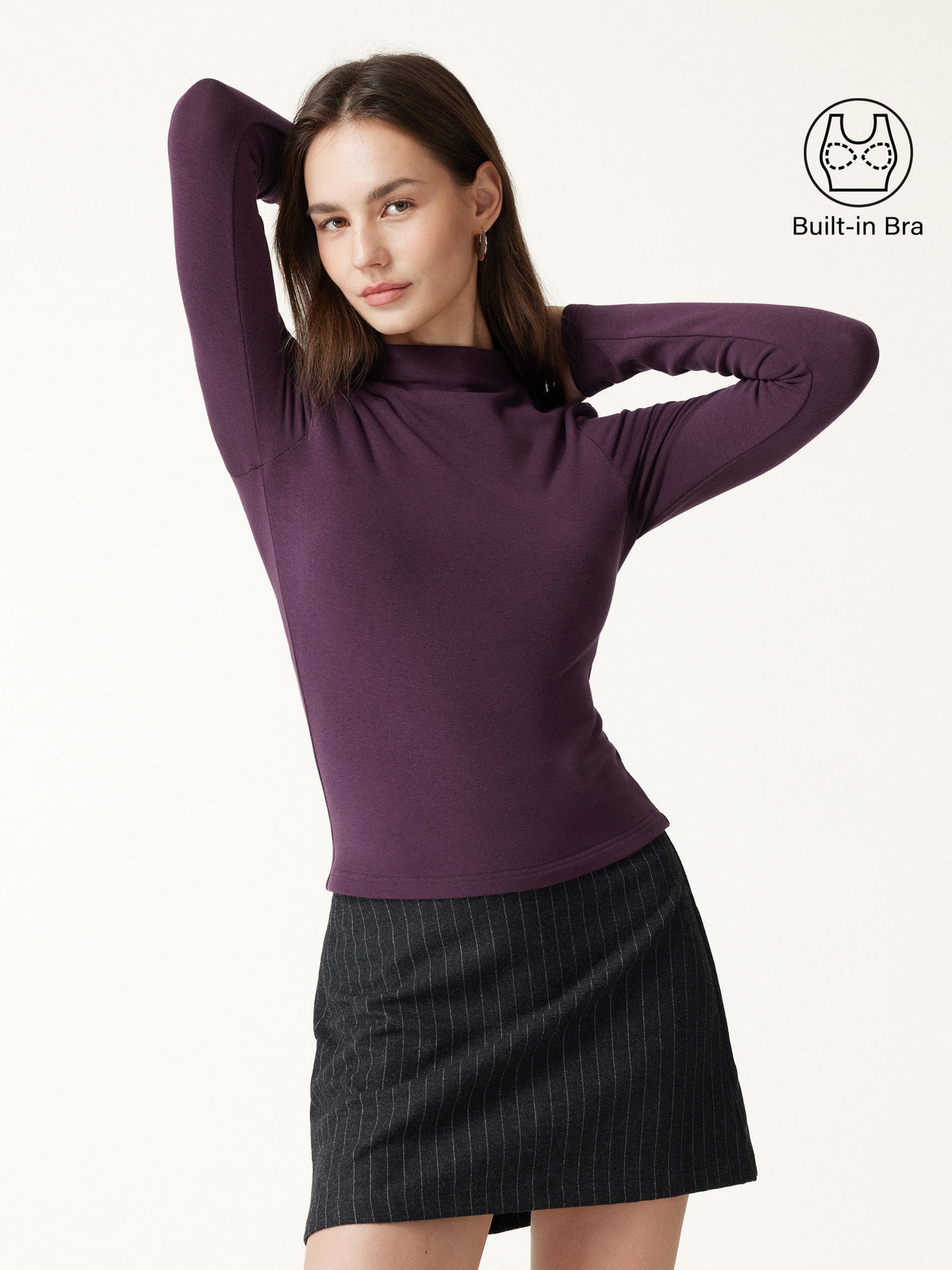 ProWarm Mock Neck Long Sleeve Built-In Bra Top 3.0