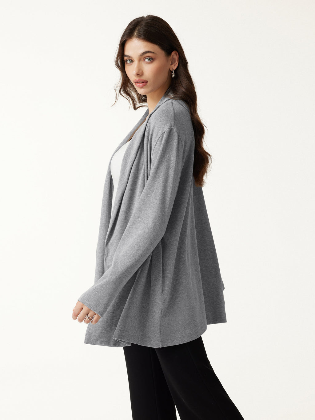 LiteWarm Lapel Long Sleeve Belted Cardigan