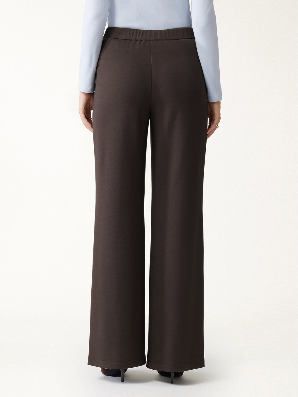 2Pcs Set Round Neck Belted Jacket with Pockets & High-Rise Wide-Leg Pants with Pockets
