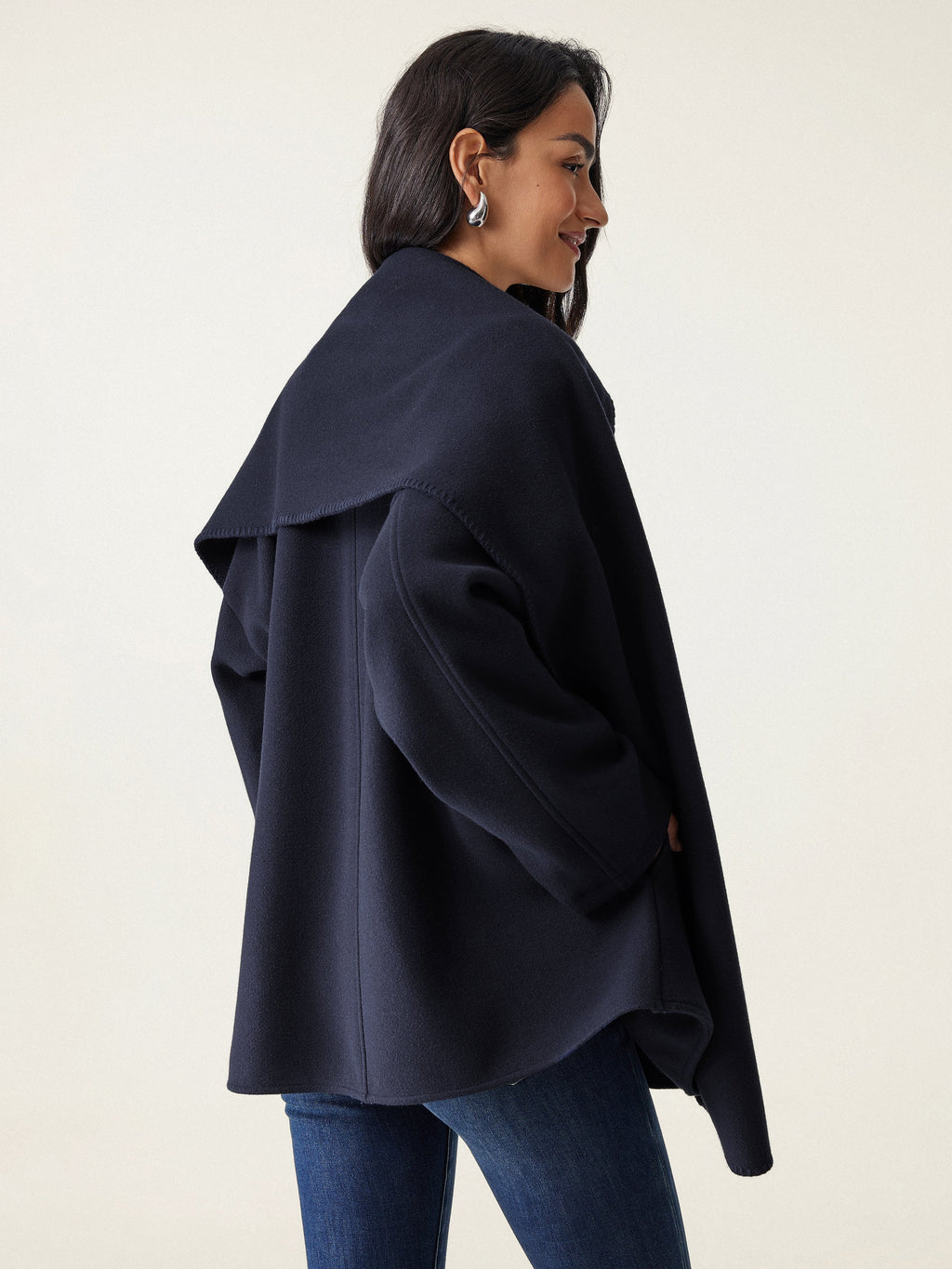 FuzzLuxe Scarf Collar Convertible Coat with Pockets
