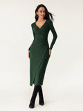 ProWarm Surplice Long Sleeve Tucked Dress