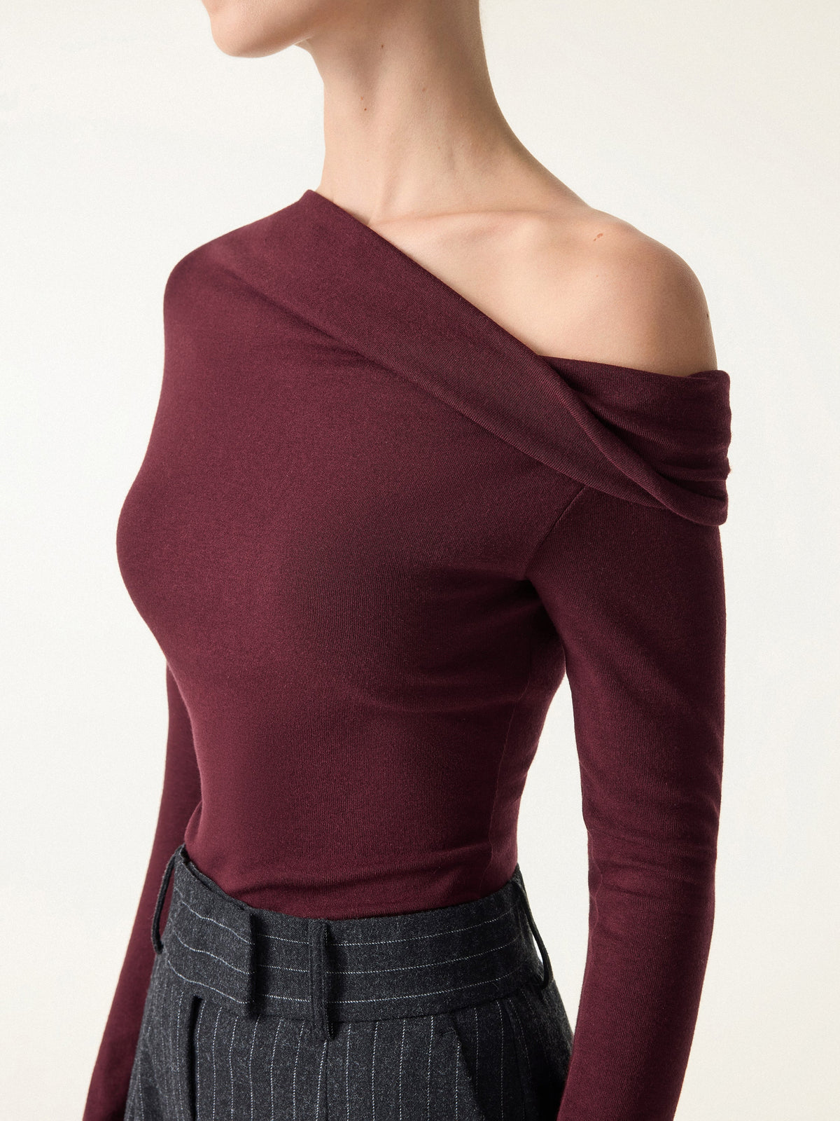 LiteWarm Convertible Neck Long Sleeve Built-In Bra Top