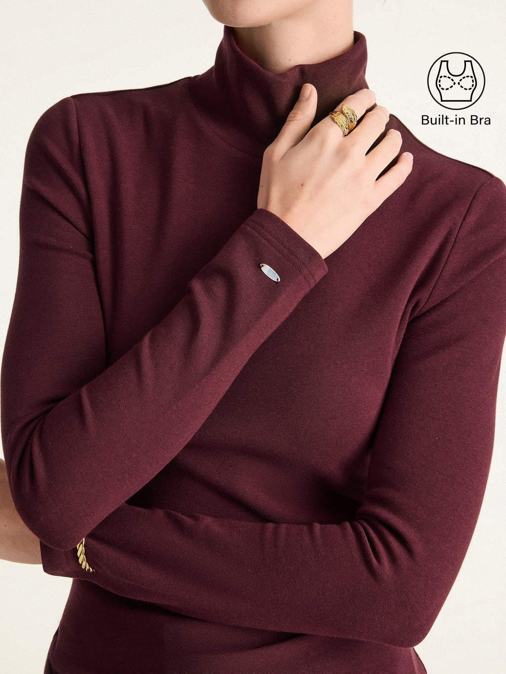 ProWarm Turtleneck Long Sleeve Built-In Bra Top 3.0