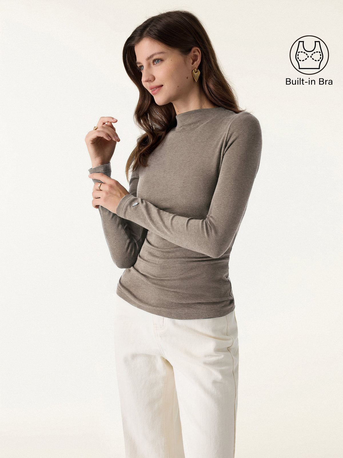 LiteWarm Mockneck Long Sleeve Built-In Bra Top 3.0