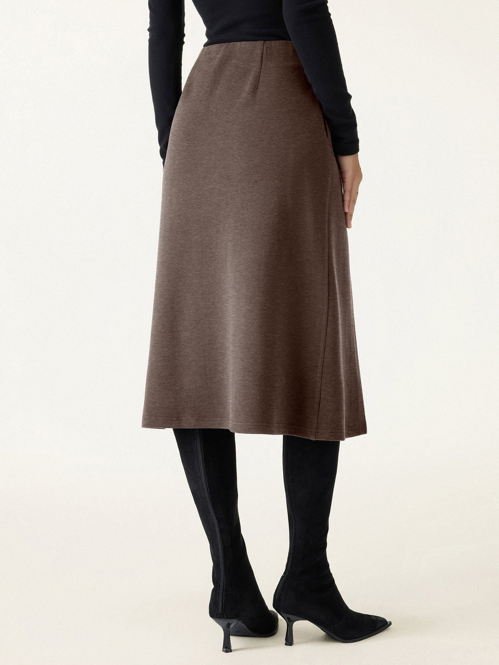 FuzzLuxe Mid-Rise Tucked A-Line Midi Skirt with Pockets