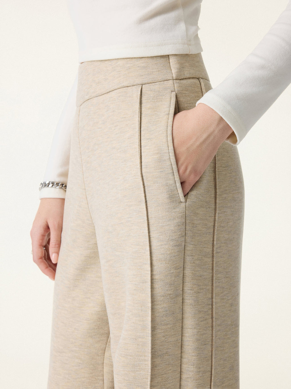 FuzzLuxe High-Rise Wide Leg Pintuck Pants with Pockets