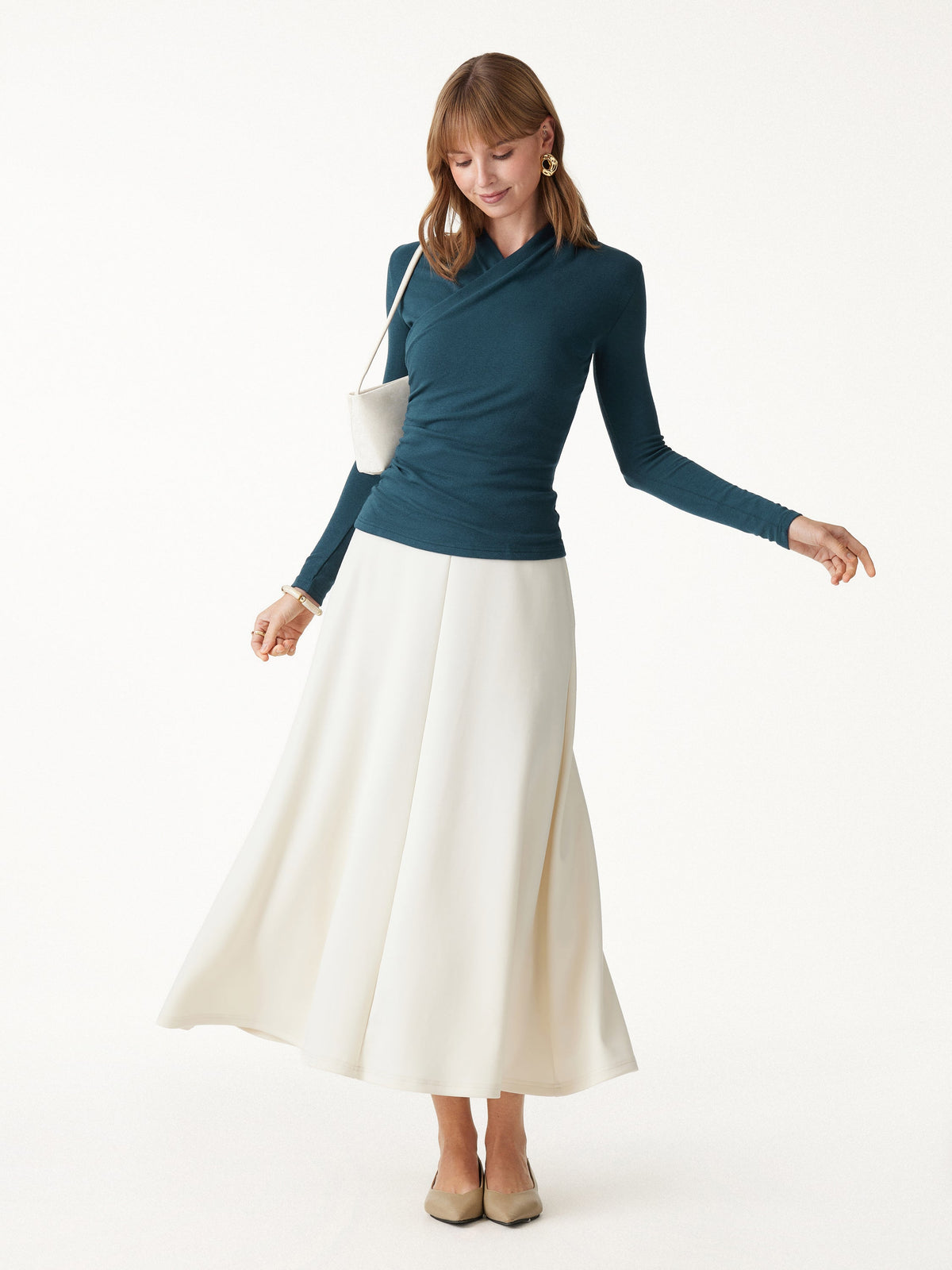 LiteWarm Surplice Long Sleeve Ruched Top