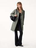 Lightweight Water-Repellent Notched Collar Trench Coat with Pockets
