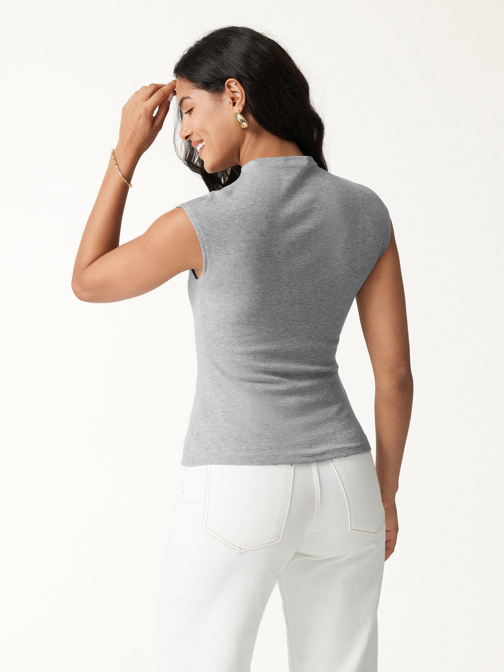 LiteWarm Lyocell-Wool Mock Neck Sleeveless Top
