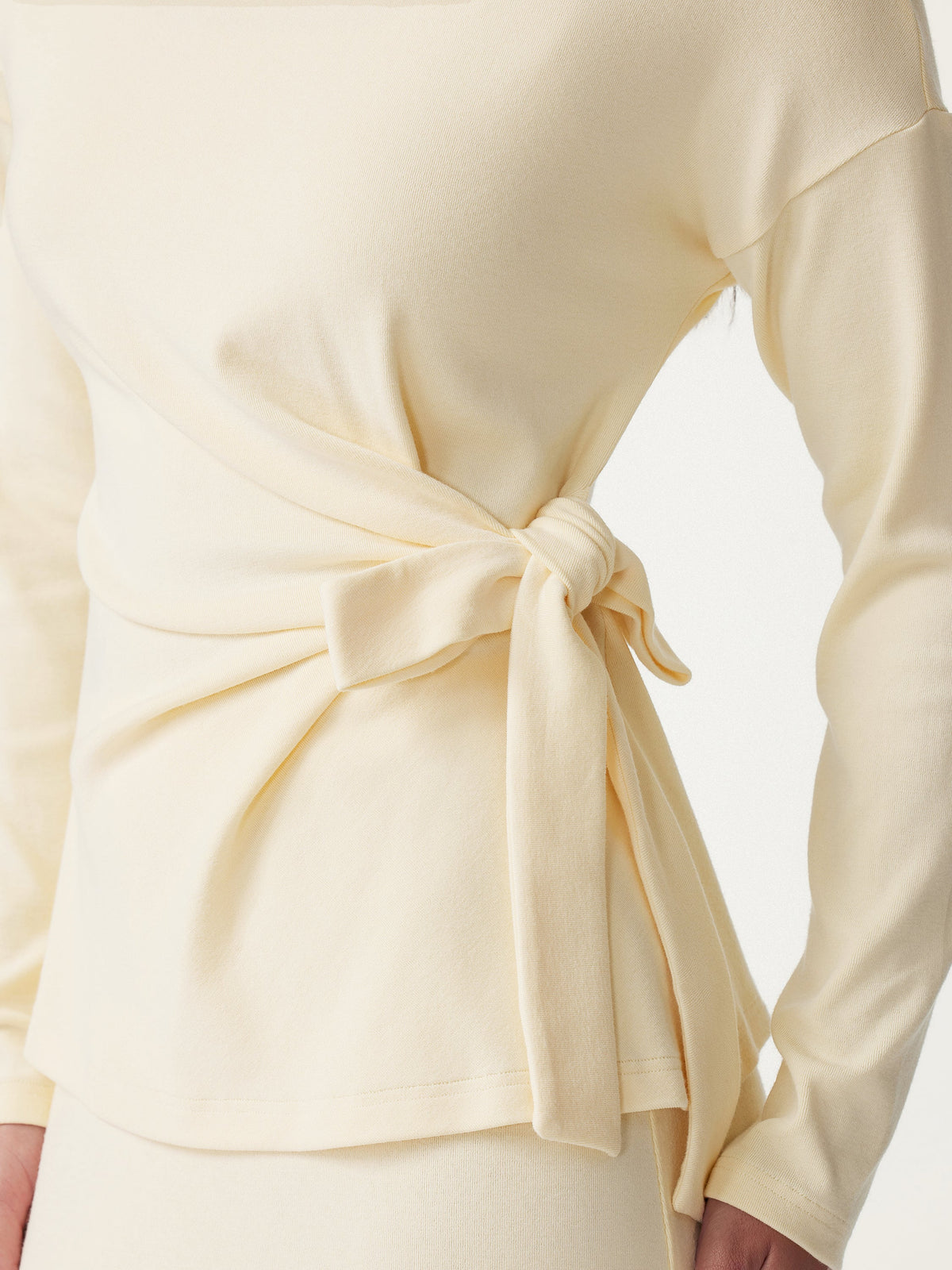 LiteWarm Boatneck Long Sleeve Tie-Waist Top