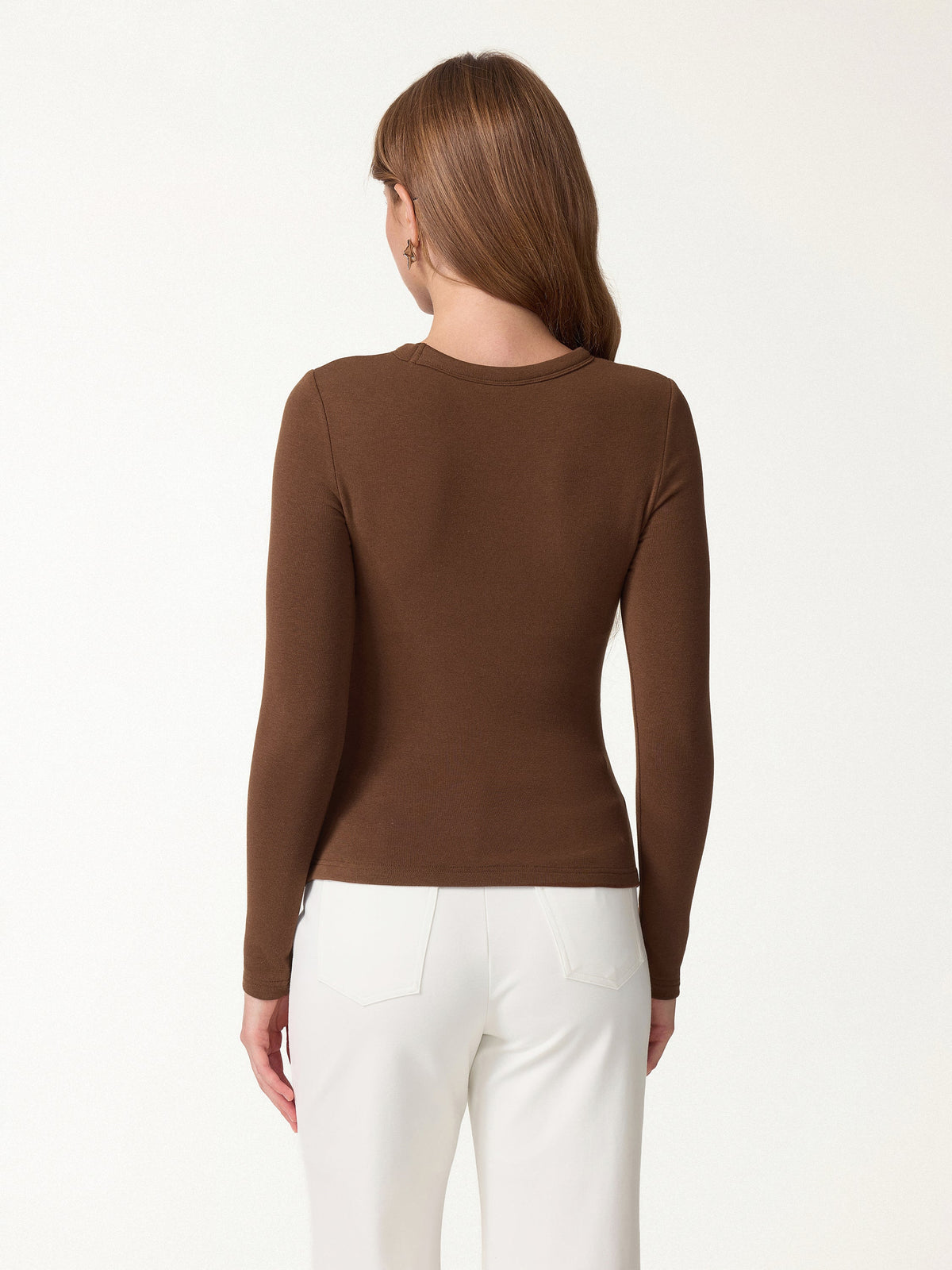 ProWarm Roundneck Long Sleeve Ruched Built-In Bra Top 3.0