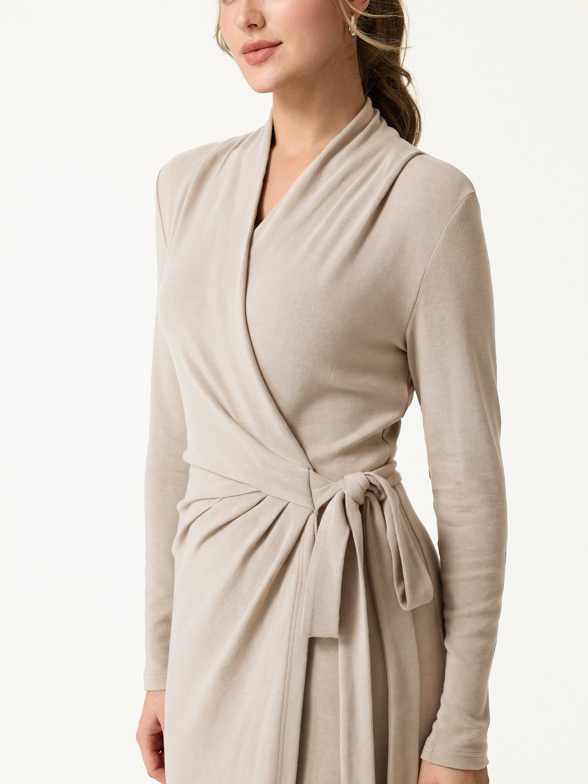 LiteWarm Classic Long Sleeve Midi Wrap Dress