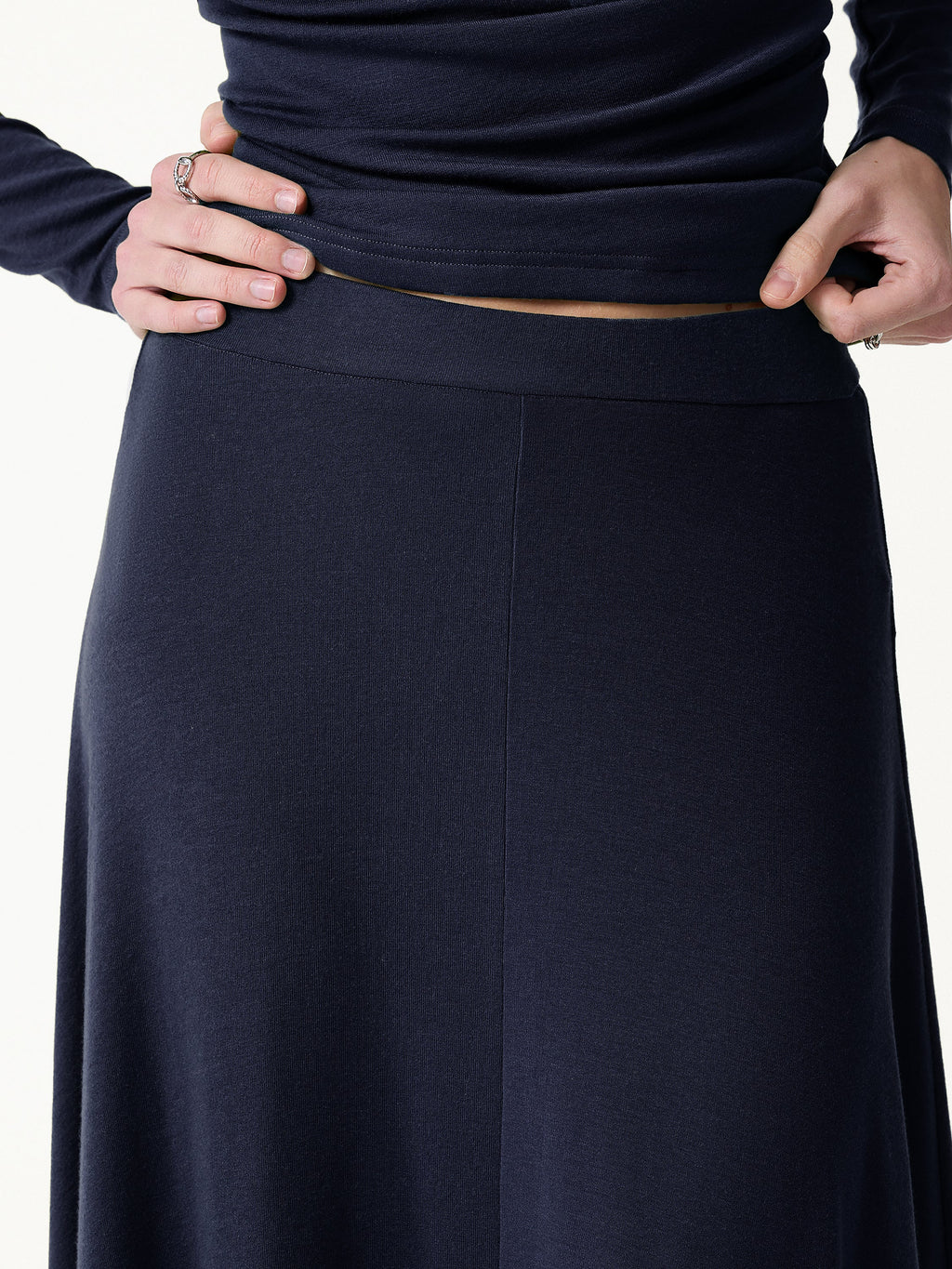 2Pcs Set LiteWarm Surplice Ruched Top & Blend Mid-Rise Umbrella Maxi Skirt