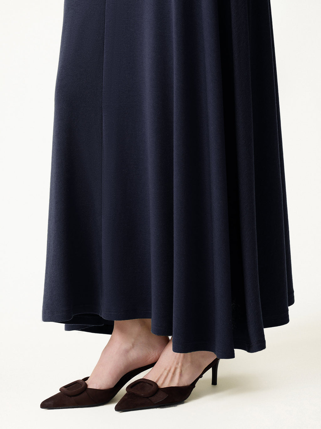 2Pcs Set LiteWarm Surplice Ruched Top & Blend Mid-Rise Umbrella Maxi Skirt