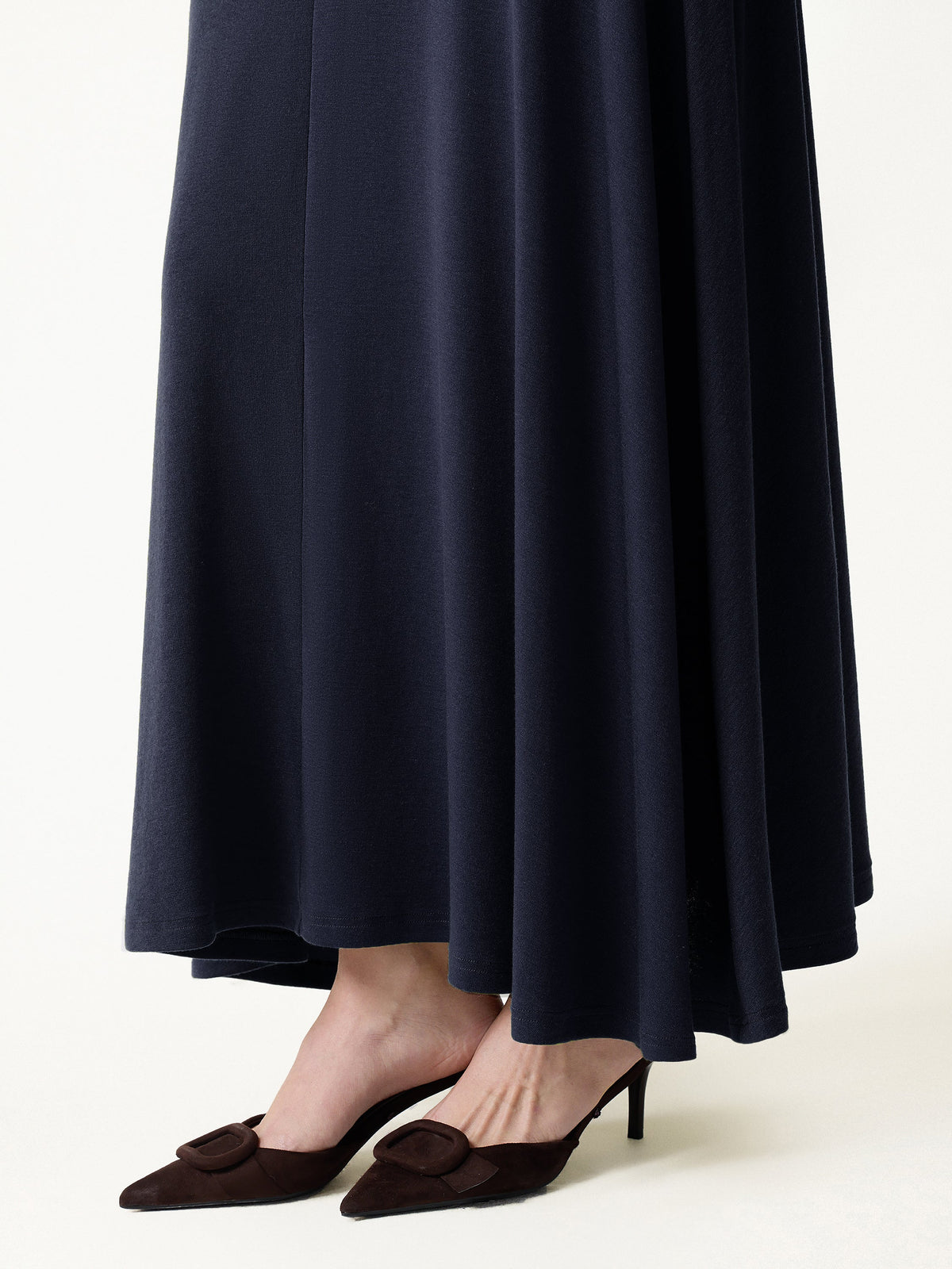 2Pcs Set LiteWarm Surplice Ruched Top & Blend Mid-Rise Umbrella Maxi Skirt