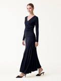 2Pcs Set LiteWarm Surplice Ruched Top & Blend Mid-Rise Umbrella Maxi Skirt