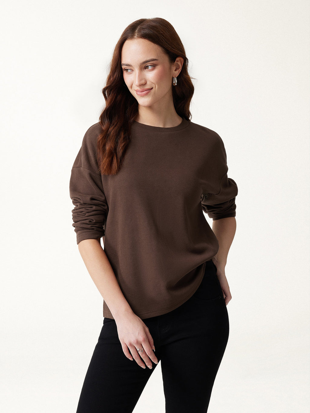 3Pcs Set Long Sleeve Midi Cardigan with Pockets & Boatneck Long Sleeve Top & Wide-Leg Pants with Pockets