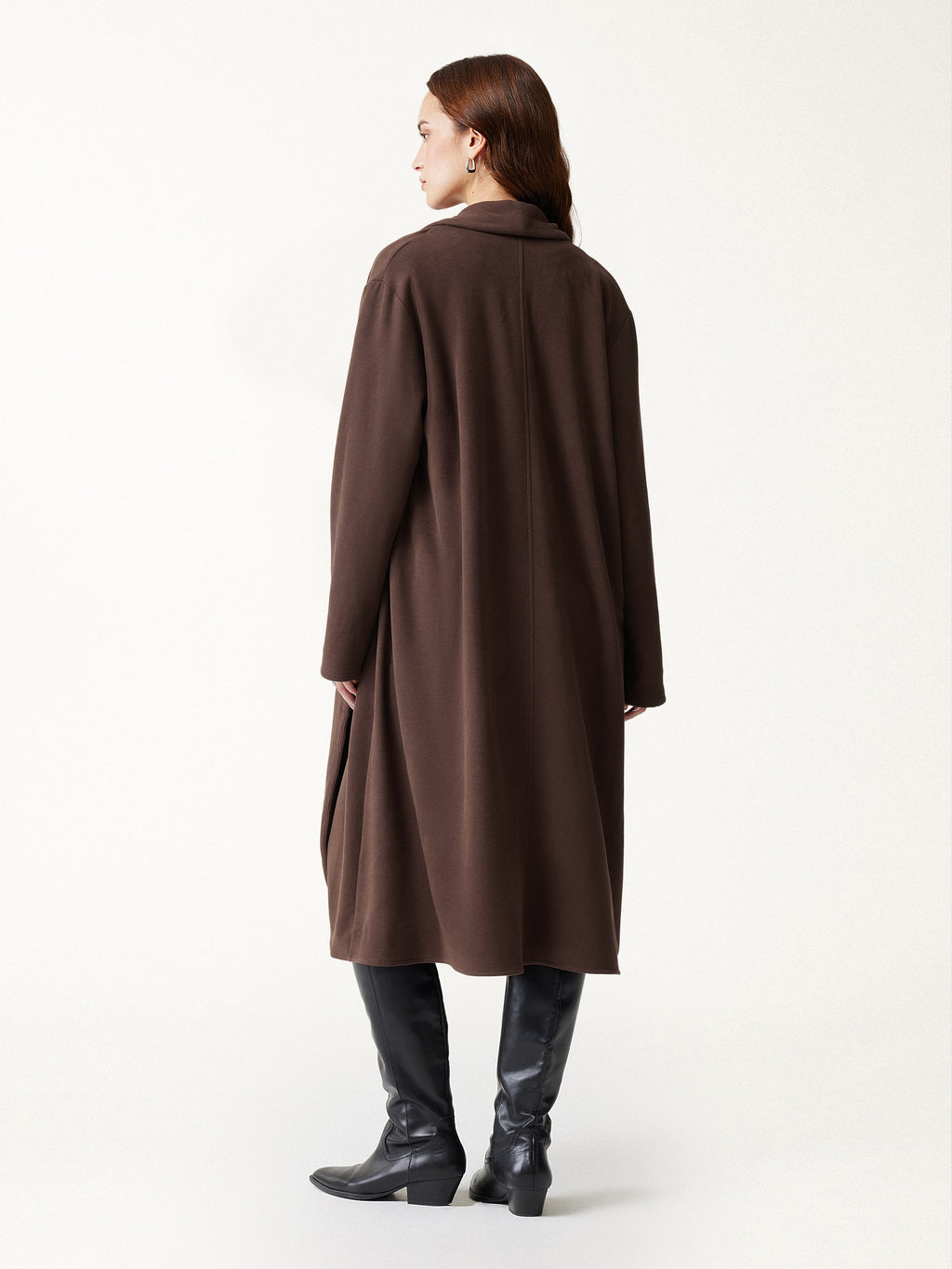 3Pcs Set Long Sleeve Midi Cardigan with Pockets & Boatneck Long Sleeve Top & Wide-Leg Pants with Pockets