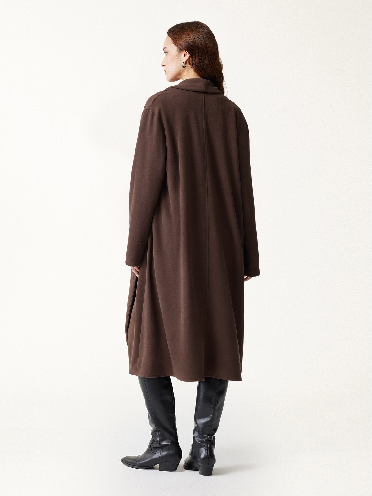 3Pcs Set Long Sleeve Midi Cardigan with Pockets & Boatneck Long Sleeve Top & Wide-Leg Pants with Pockets