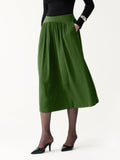 LiteWarm High-Rise Gathered A-Line Midi Skirt with Pockets
